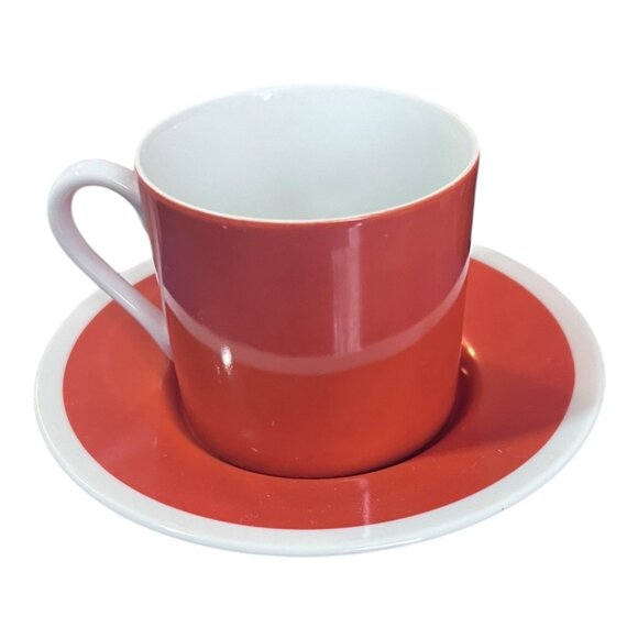 Vintage FITZ and FLOYD Tea Coffee Cup and Saucers Rondelet Terracotta - Picture 3 of 6